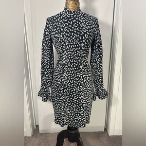 Michael Kors metallic cheetah-print bell-sleeve bodycon dress